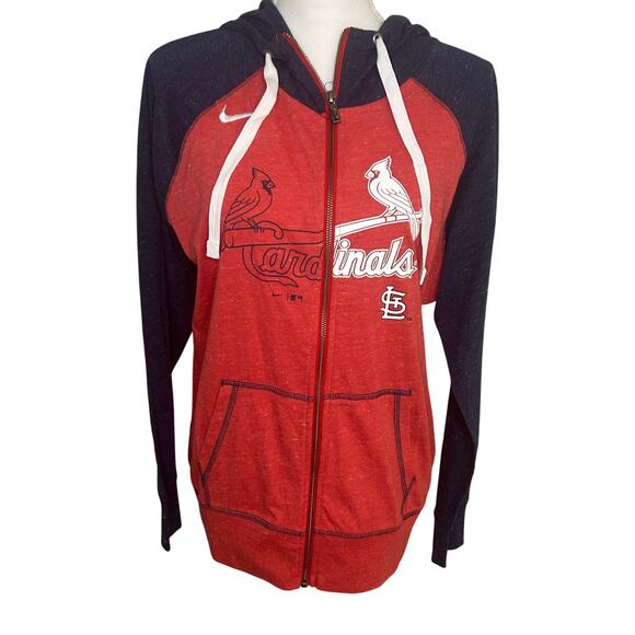 Nike women's NWT red MLB St. Louis Cardinals  cotton zip up hoodie jacket size L - Picture 1 of 11